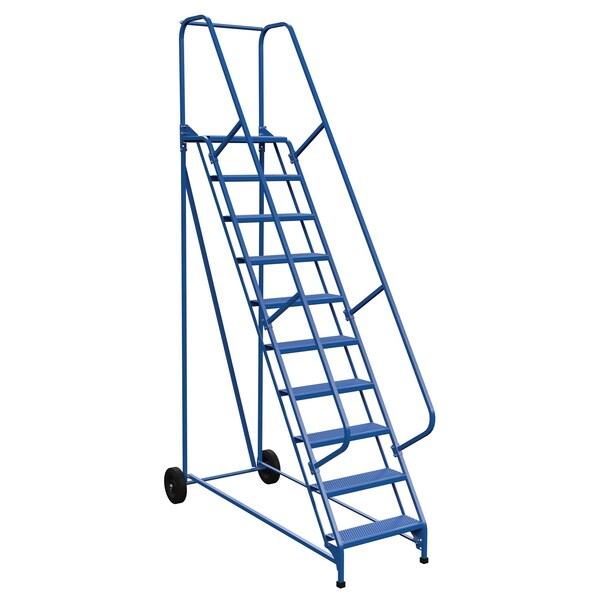130 H Steel Roll A Fold Ladder, 58 deg., Perf, 10 Step, 10 in Steps
